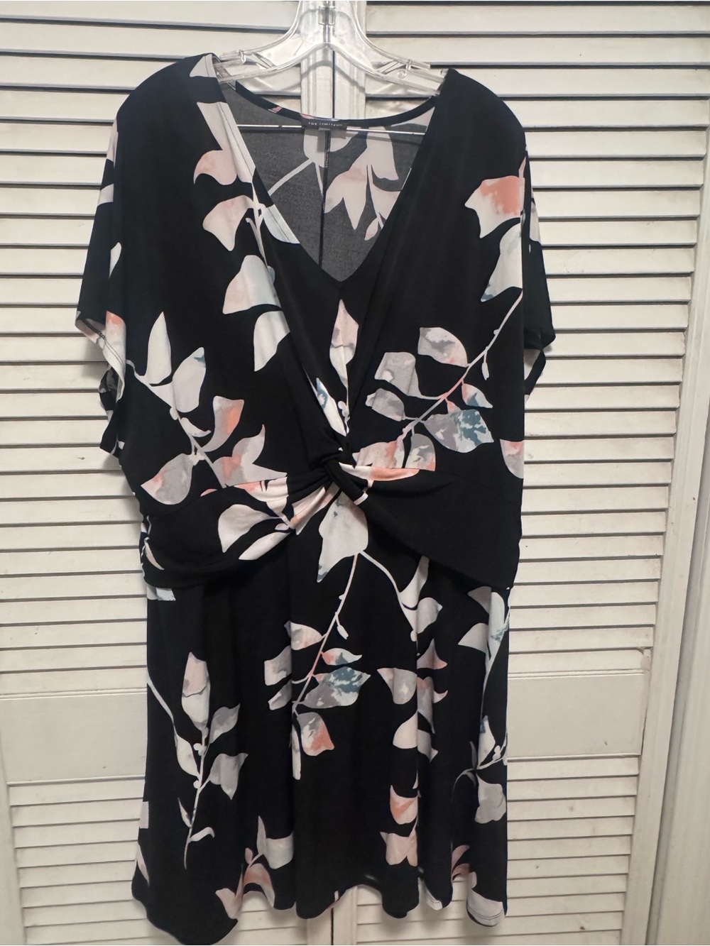 The Limited 2X Black Floral Twist Front Fit & Flare Dress Plus Size